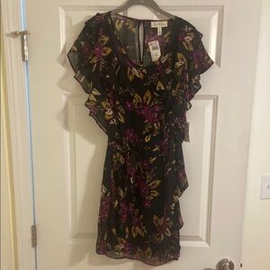 Jessica Simpson Black Mini Dress Flutter Sleeves Scoop Neck